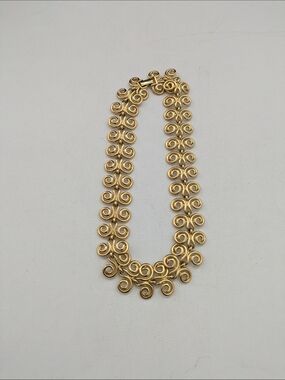 Vintage Gold Plated Spiral-Link Statement Necklace - Women Jewelry